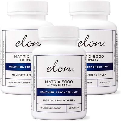 Elon Matrix 5000 Complete Multivitamin Skin, Hair and Nail Growth Vitamins Healthy Hair Growth Vitamins for Women & Men 5000Mcg Biotin Supplement, Pack of 3 (180 Day Supply)