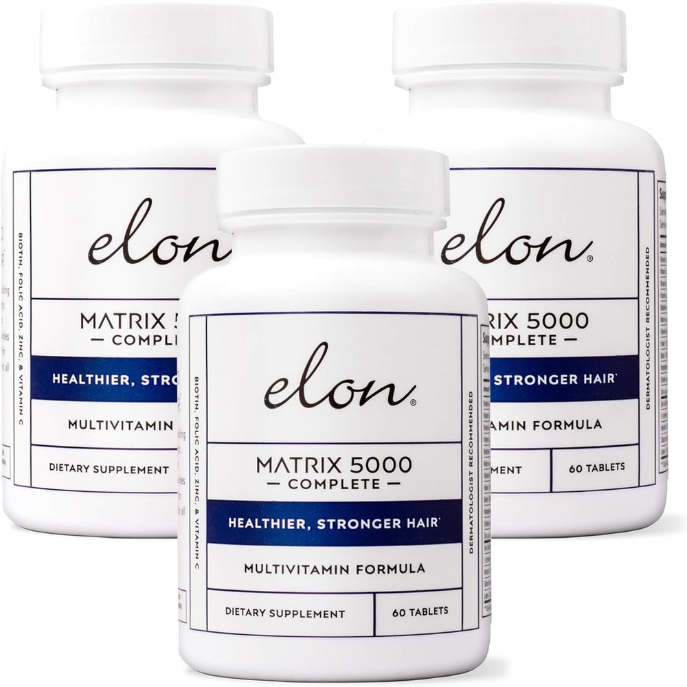 Elon Matrix 5000 Complete Multivitamin  Skin, Hair and Nail Growth Vitamins  Healthy Hair Growth Vitamins for Women & Men  5000Mcg Biotin Supplement, Pack of 3 (180 Day Supply)