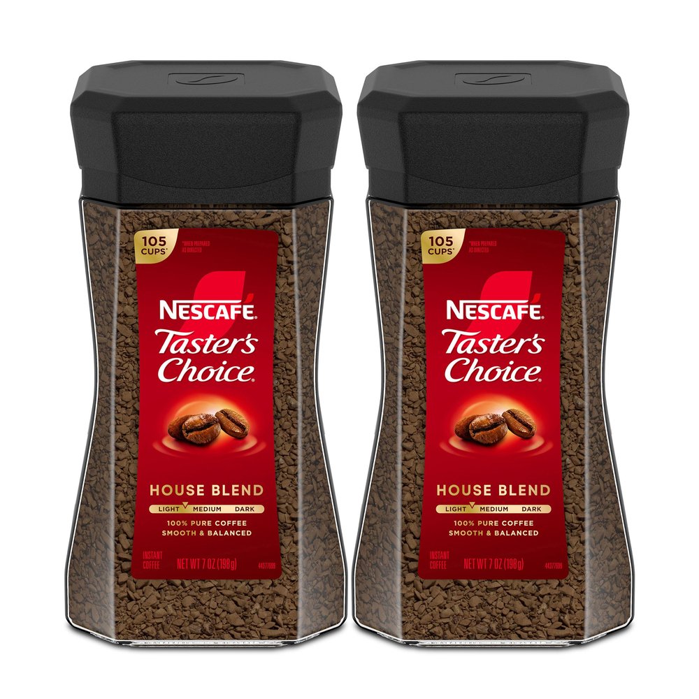 NESCAF Taster's Choice Instant Coffee, Light Medium Roast, House Blend, 2 Jars (7 Oz Each)