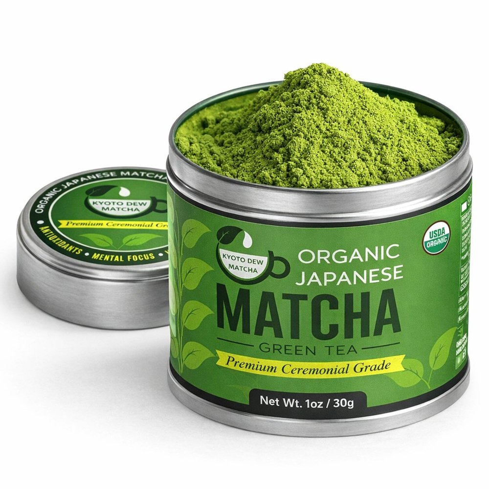 Kyoto Dew Matcha - Ceremonial Blend Authentic Japanese First Harvest - USDA & JAS Organic Ceremonial Grade Matcha Green Tea Powder from Uji, Kyoto (30g / 1oz)
