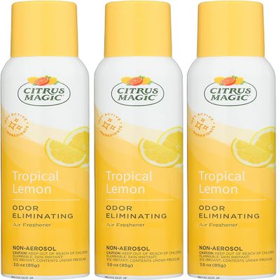 Citrus Magic Odor Eliminating Air Freshener Spray, Tropical Lemon, 3-Ounce, Pack of 3