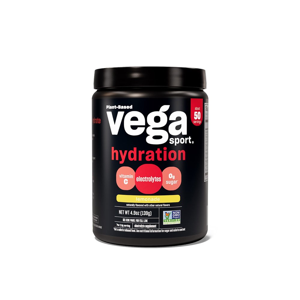 Vega Sport Hydration Electrolyte Powder, Lemonade - Post Workout Recovery Drink for Women and Men, Vitamin C, Vegan, Keto, Sugar Free, Dairy Free, Gluten Free, Non GMO, 4.9 oz