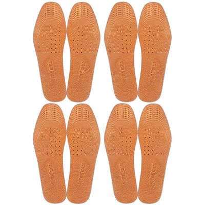 Absorbent Ultra Thin Pigskin Leather Insoles for Stinky Feet-Foot and Shoe Odor Inserts for Shoes-Cinnamon Inserts and Flats for Sweaty Feet and Hyperhidrosis (4 Pair (Pack of 1))