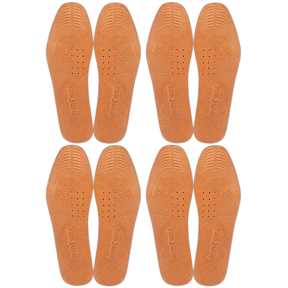 Absorbent Ultra Thin Pigskin Leather Insoles for Stinky Feet-Foot and Shoe Odor Inserts for Shoes-Cinnamon Inserts and Flats for Sweaty Feet and Hyperhidrosis (4 Pair (Pack of 1))