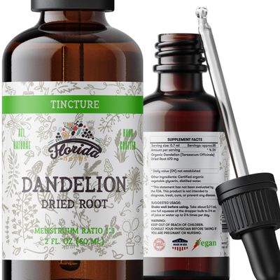 Dandelion Root Tincture Organic Dandelion Extract (Taraxacum Officinale) Health Supplement, Non-GMO in Cold-Pressed Organic Vegetable Glycerin 2 oz, 685 mg