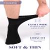 Hugh Ugoli Diabetic Socks for Men, Loose Ankle Socks Rayon, Extra-Wide, Thin, Seamless Toe and Non-Binding Top, 4 Pairs, Black, Shoe Size: 8-11 view 3