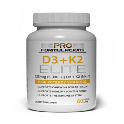 Pro Formulations MD D3 + K2 Elite  Vitamin D3 + Vitamin K2  60 Day Supply  High-Potency, Bioavailable MK-7