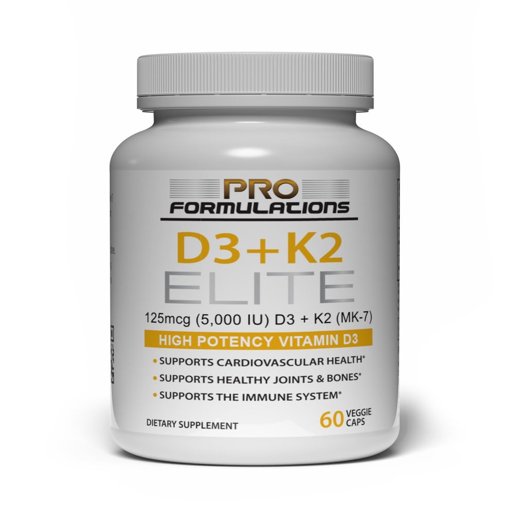 Pro Formulations MD D3 + K2 Elite Vitamin D3 + Vitamin K2 60 Day Supply High-Potency, Bioavailable MK-7