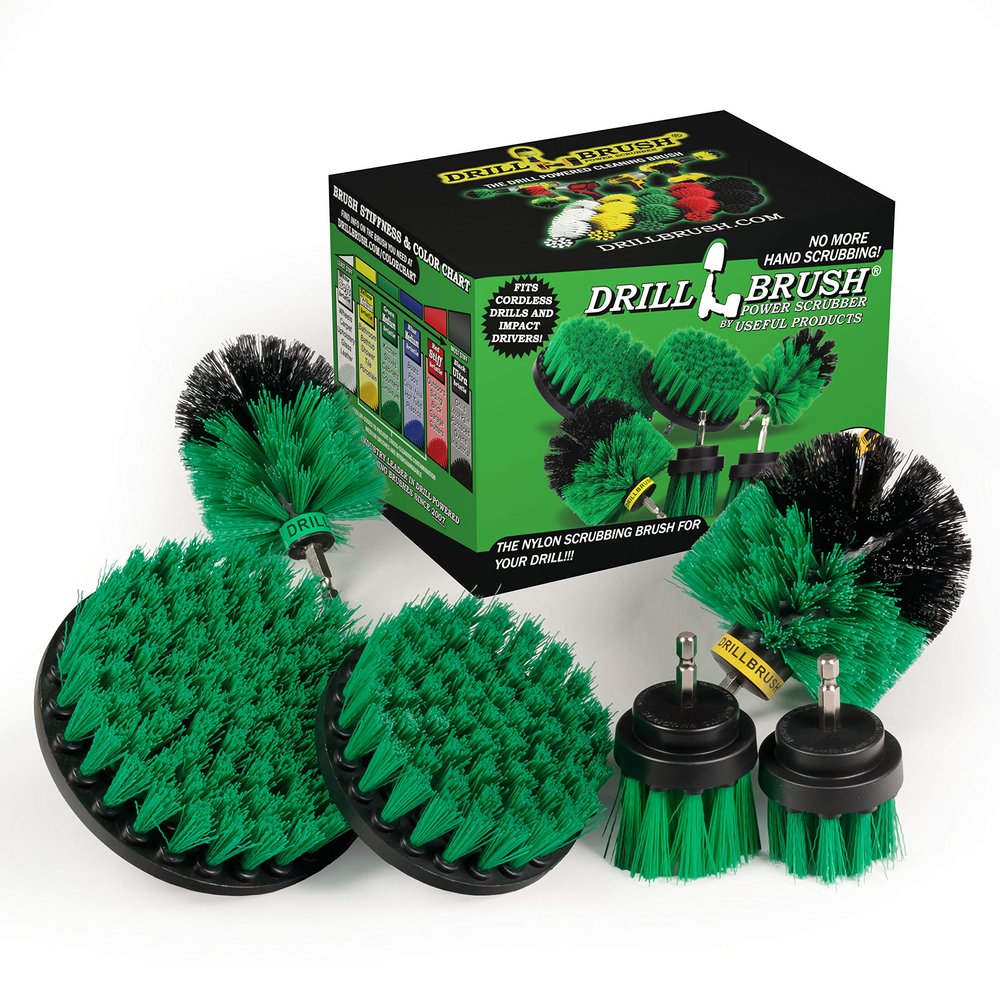 Cleaning Supplies - Kitchen Accessories - The Ultimate Kitchen Drill Brush Attachment Kit - Crock Pot - Cast Iron Skillet - Countertops - Cooktop - Oven - Sink - Backsplash - Trash Can  Flooring