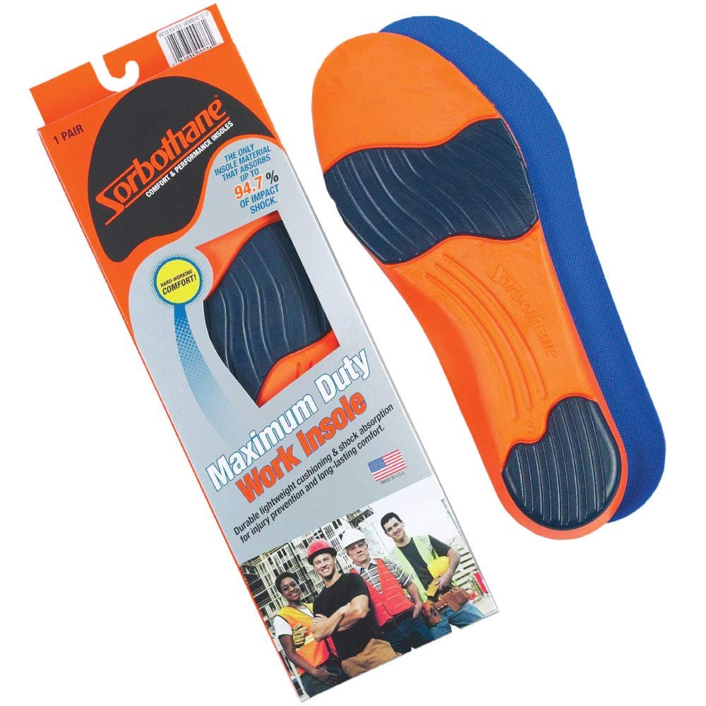 Sorbothane Maximum Duty Work Insoles, Blue, 10.5-11.5 Women/8-9 Men