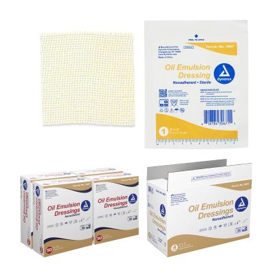 Dynarex Sterile Oil Emulsion Knitted Gauze Wound Care Dressing Non Adherent Latex Free, 3" X 3", 200 Count