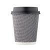[150 SET]Harvest Pack 8 oz Disposable Coffee Cups, Insulated Ripple Double-Walled Paper Cup with Lid, Black and White Geometric, Tea Hot Chocolate Drinks To go coffee cups view 1