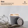 [150 SET]Harvest Pack 8 oz Disposable Coffee Cups, Insulated Ripple Double-Walled Paper Cup with Lid, Black and White Geometric, Tea Hot Chocolate Drinks To go coffee cups view 3