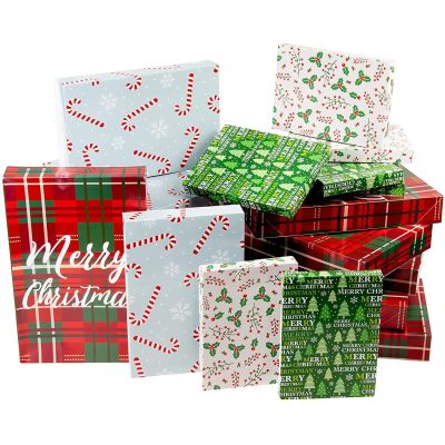 Juvale Gift Boxes with Lids - Vibrant Festive Designs & Gift Boxes for Presents - Pack of 24, 4 Designs, 3 Sizes