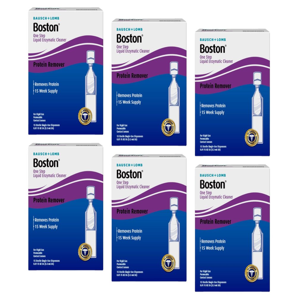 Bausch & Lomb Boston One Step Liquid Enzymatic Cleaner, Protein Remover 3.60 mL (Pack of 6)