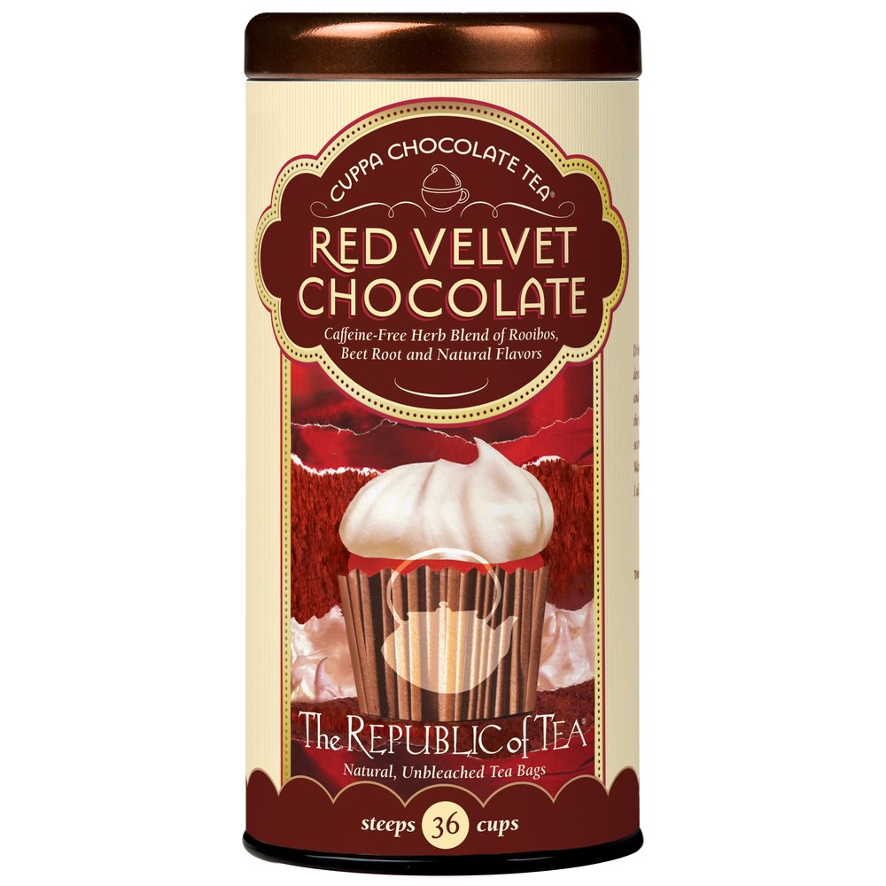 The Republic of Tea Red Velvet Cuppa Chocolate Tea Bags, Caffeine Free, 36 Servings