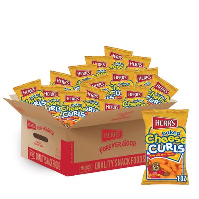 Herr's Baked Cheese Curls, 1 Ounce (Pack of 42 Bags)  Lightly Baked Cheesy Curls  Perfect for Everyday Snacking