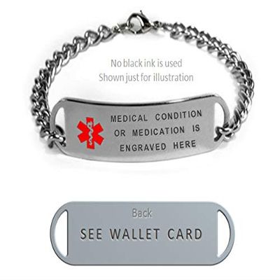 WARFARIN Medical ID Alert Bracelet with Embossed Emblem from Stainless Steel. D-Style, Premium Series.
