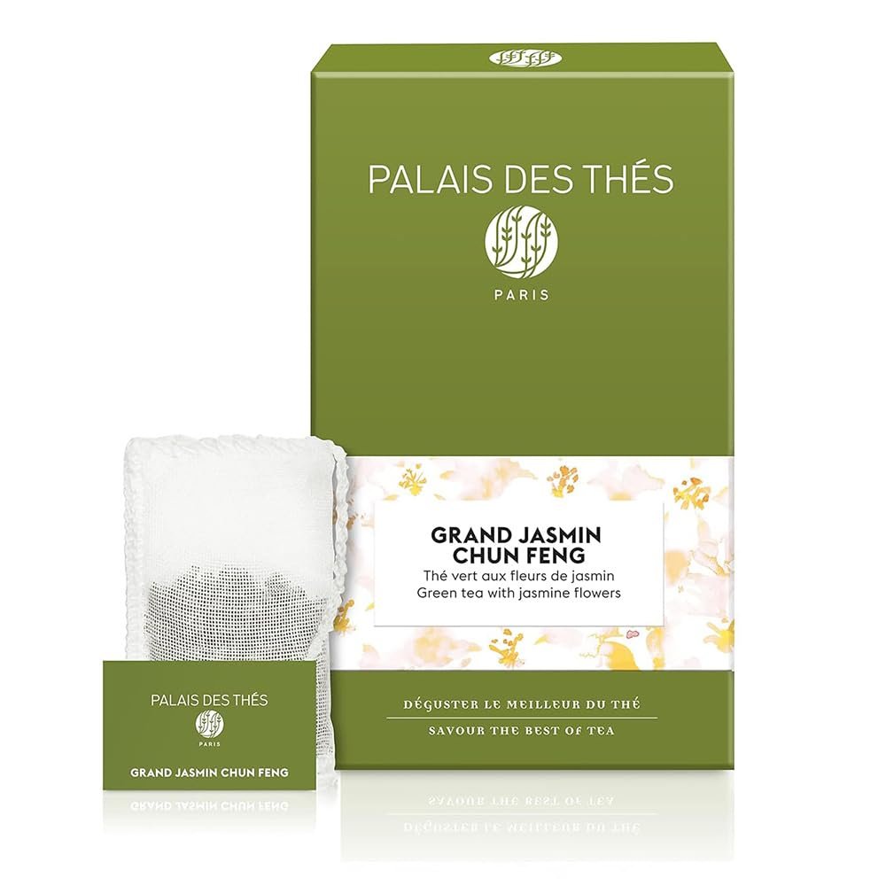 Palais des Ths - Grand Jasmine Chun Feng - Jasmine Green Tea - Premium Tea Bags, Serves 20 Cups