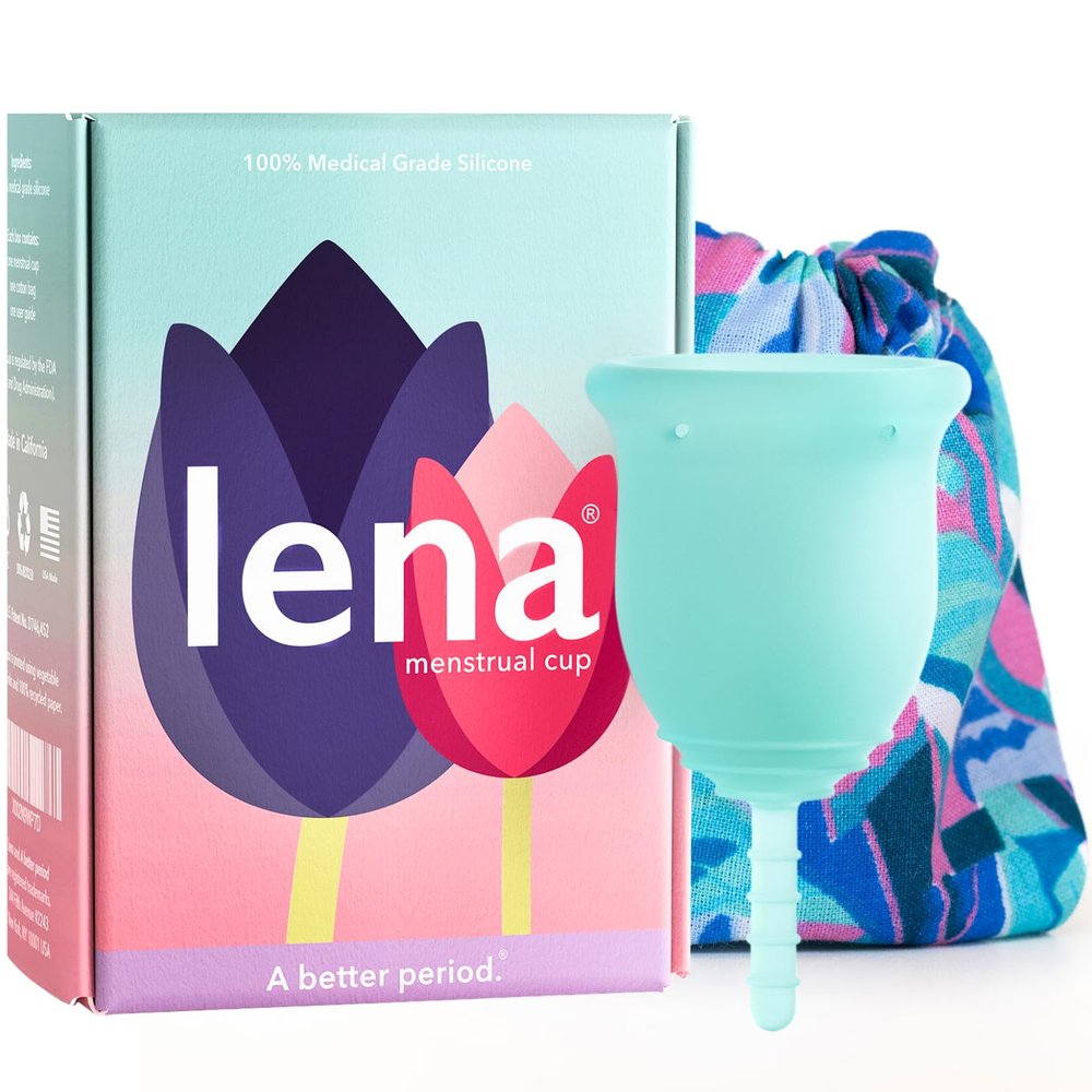 Lena Menstrual Cup Original  Reusable Silicone Period Cup for Regular Flow, 12-Hour Leak-Free Protection, Soft & Comfortable, Beginner-Friendly Design - Small, Turquoise