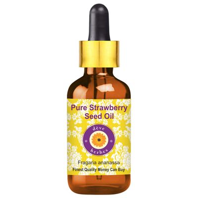 Deve Herbes Pure Strawberry Seed Oil (Fragaria ananassa) with Glass Dropper 100ml (3.38 oz)