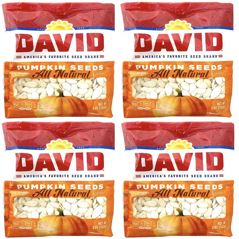 David Seeds, Pumpkin Seeds, 5-Ounce Bags (Pack of 4)