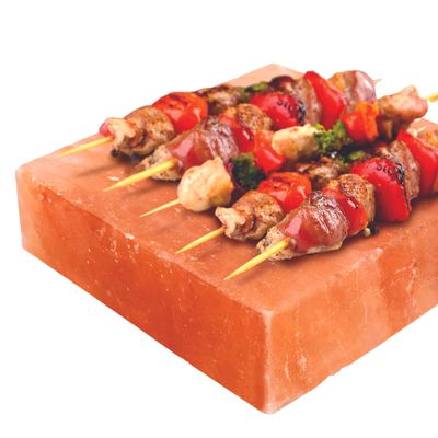 Caravel Gourmet Himalayan Salt Block - Cooking Slab for Cooking, Grilling, Serving and Seasoning - Food Grade Salt Brick for Meat, Veggies & Fish - Hand-crafted Kitchen Essentials - (8"x8"x1.5")