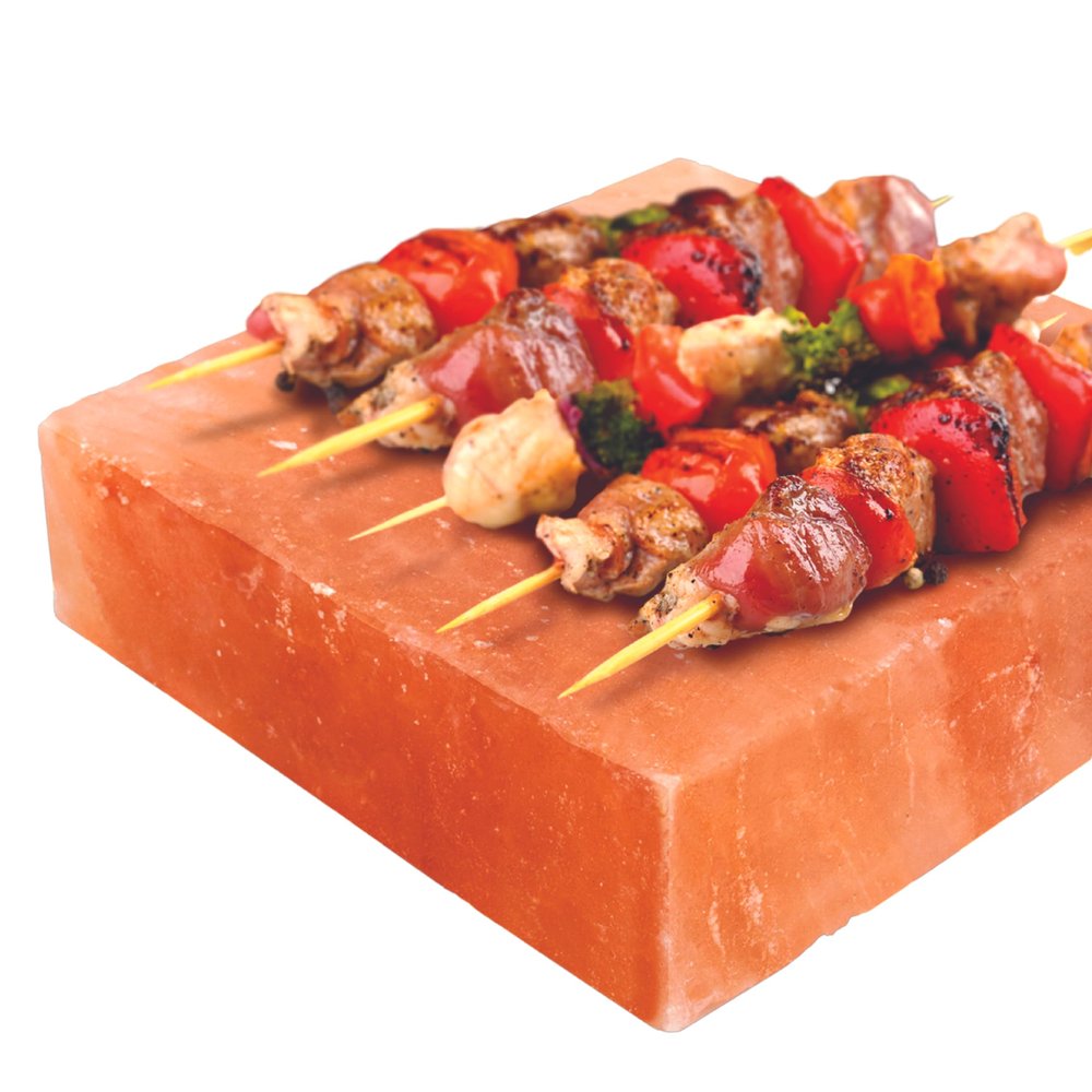 Caravel Gourmet Himalayan Salt Block - Cooking Slab for Cooking, Grilling, Serving and Seasoning - Food Grade Salt Brick for Meat, Veggies & Fish - Hand-crafted Kitchen Essentials - (8"x8"x1.5")
