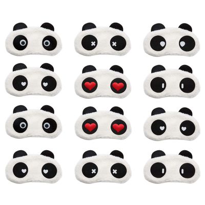12 Pack Sleep Masks Panda Blindfold Eyepatch Eyeshade with Elastic Strap Nap Cover