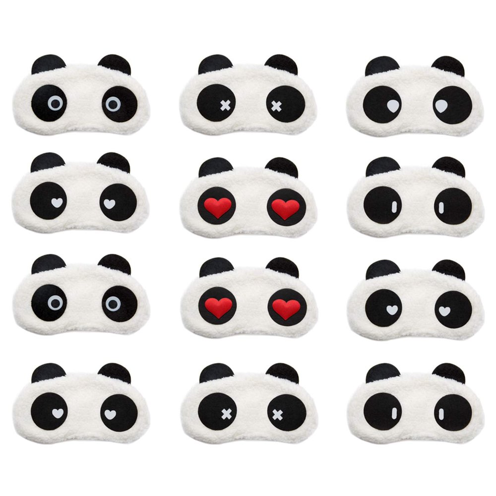 12 Pack Sleep Masks Panda Blindfold Eyepatch Eyeshade with Elastic Strap Nap Cover