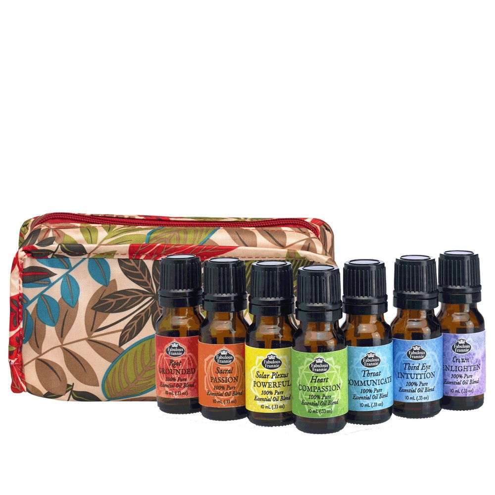 Fabulous Frannie Chakra Gift Pack Pure Essential Oil Blends 7/10ml Includes Travel Case
