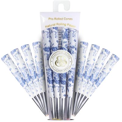 Beautiful Burns, China Blue Pre-Rolled Cones - 8 Pack of Pre Roll Cone Shells