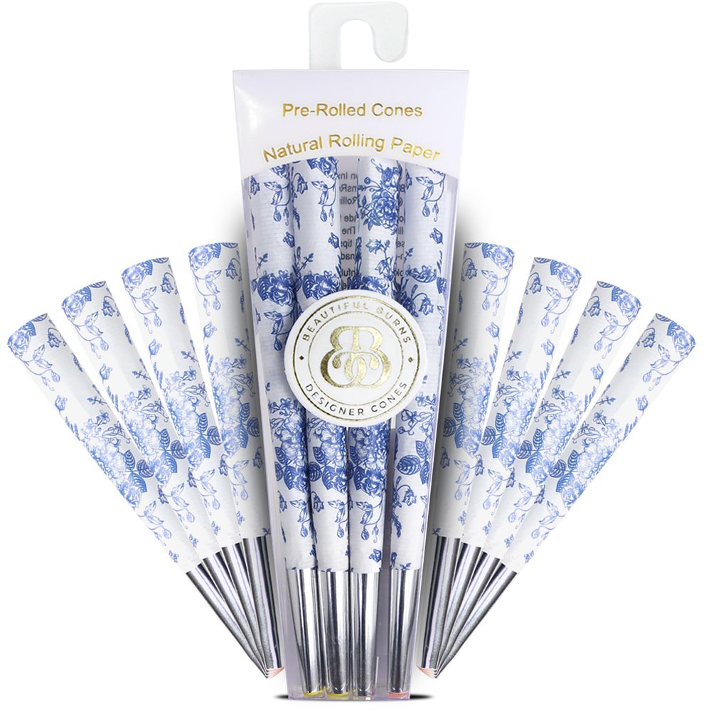 Beautiful Burns, China Blue Pre-Rolled Cones - 8 Pack of Pre Roll Cone Shells
