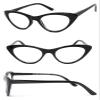1 Pair Retro Woman Cat Eye Full Lens Reading Glasses Spring Temple (Black, 3.00) view 1