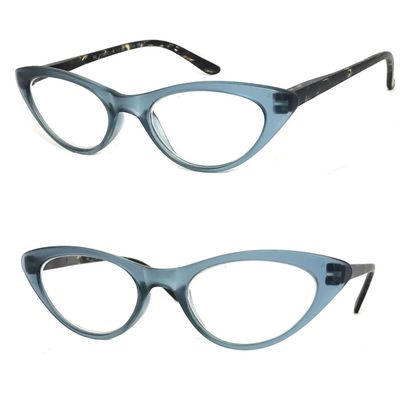 1 Pair Retro Woman Cat Eye Full Lens Reading Glasses Spring Temple (Gray, 1.75)