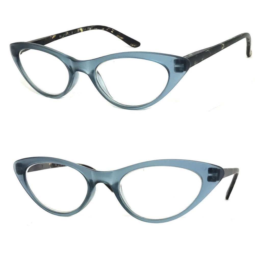 1 Pair Retro Woman Cat Eye Full Lens Reading Glasses Spring Temple (Gray, 1.75)
