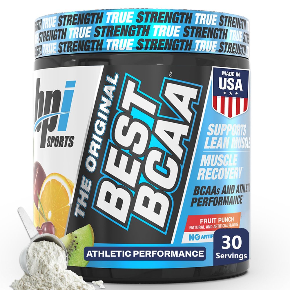 BPI Sports Best BCAA Powder - Muscle Recovery Support - Branched Chain Amino Acids | Building Blocks of Protein and Muscle - Post Workout Recovery  Hydration - Fruit Punch, 30 Servings
