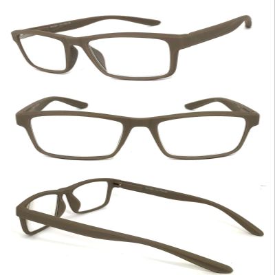 1 Pair Men Women Fashion Square Rubberized Frame Full Lens Reading Glasses (Brown, 2.25)