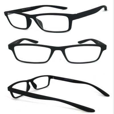 1 Pair Men Women Fashion Square Rubberized Frame Full Lens Reading Glasses (Black, 1.75)