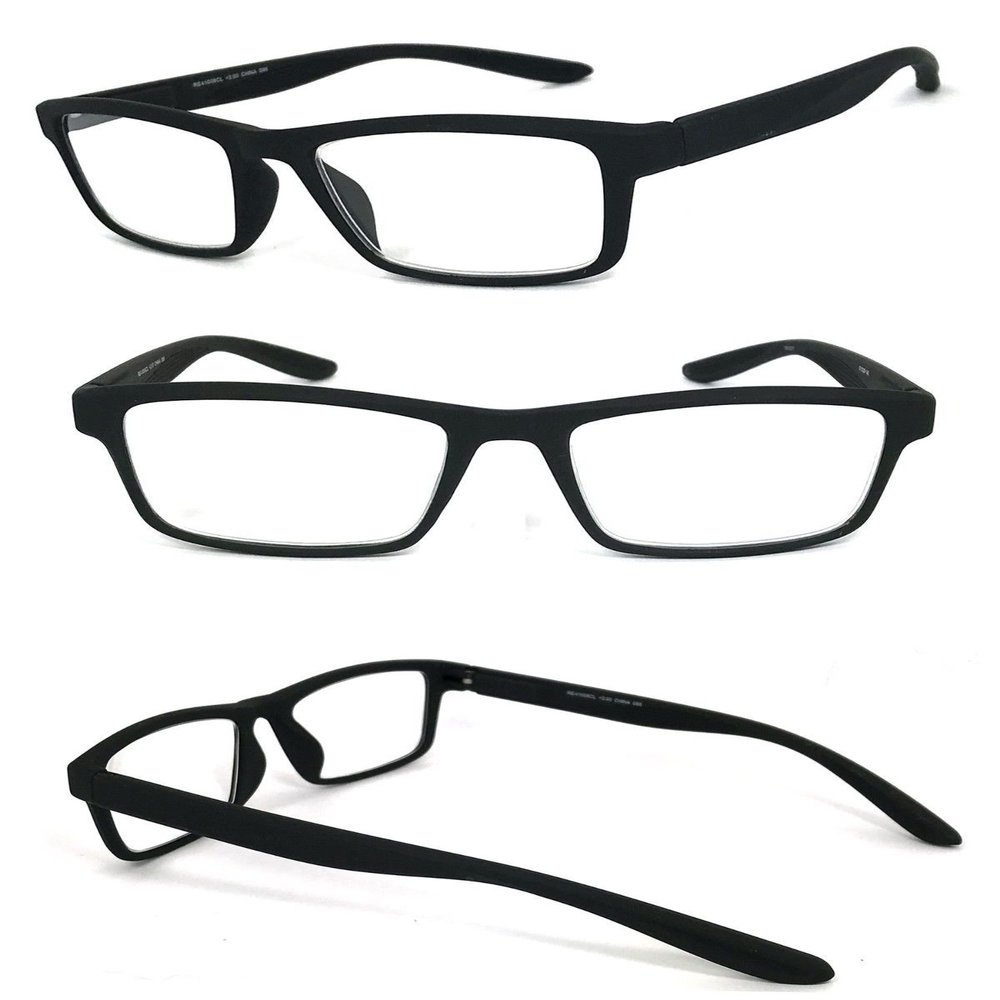 1 Pair Men Women Fashion Square Rubberized Frame Full Lens Reading Glasses (Black, 1.75)
