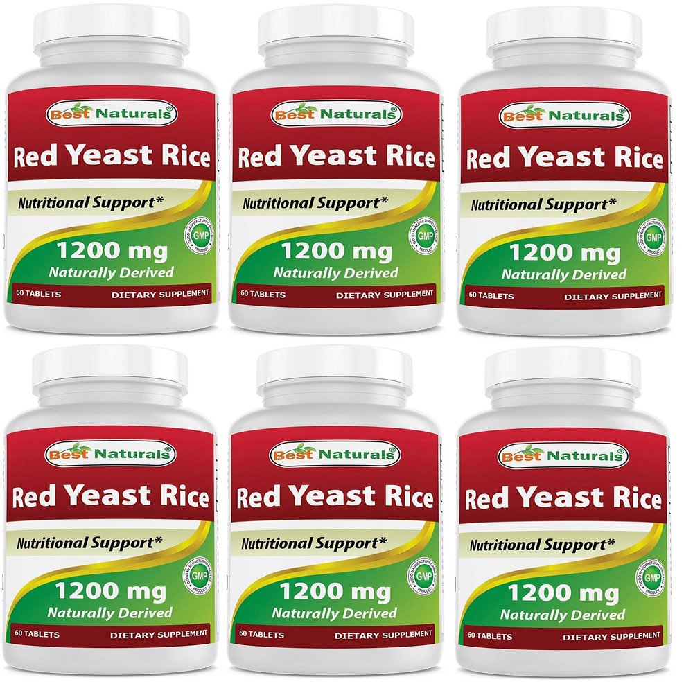 Best Naturals Red Yeast Rice 1200 Mg Tablet for Healthy Cholesterol Level, 60 Count (Pack of 6)