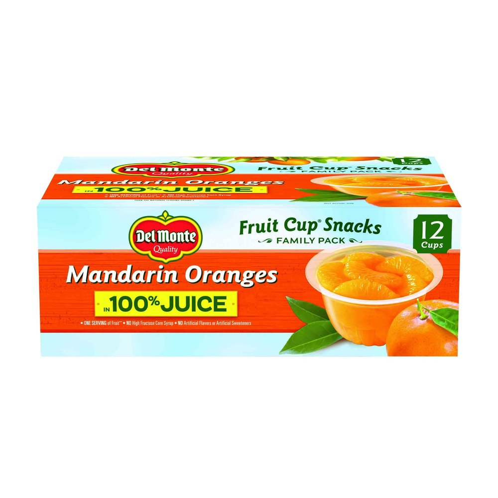 DEL MONTE Mandarin Oranges FRUIT CUP Snacks, in 100% Juice, 12 Pack, 4 oz