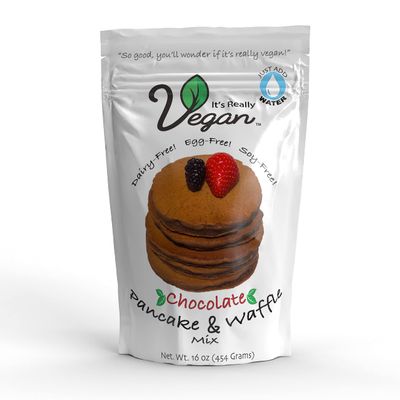 It's Really Vegan Pancake & Waffle Mix | Dairy Free, Egg Free, and Soy Free Mix Pancake Waffle | Serving Size 1/3 Cup Mix (40g) (Chocolate)