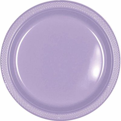 7" Lavender Plastic Plates, 20 Pack