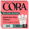 Cora Organic Cotton Non-Applicator Tampons Multipack (36 Regular, 36 Super Non-Applicator Tampons) view 1
