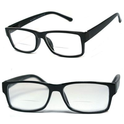1 Pair Mens Womens Vintage Square Frame Clear Bifocal Reading Glasses (Black, 1.00)