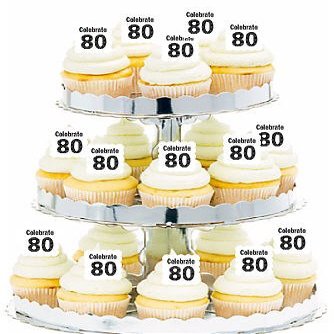 12pack Celebrate 80 (80th) Birthday Hamburger & Cupcake Food Decoration Picks