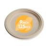 100% Compostable Disposable Paper Plates Bulk [9" 125 Pack], Bamboo Plates, Eco Friendly, Biodegradable, Sturdy Large Dinner Party Plates, Heavy-Duty, Unbleached by Earth's Natural Alternative view 1