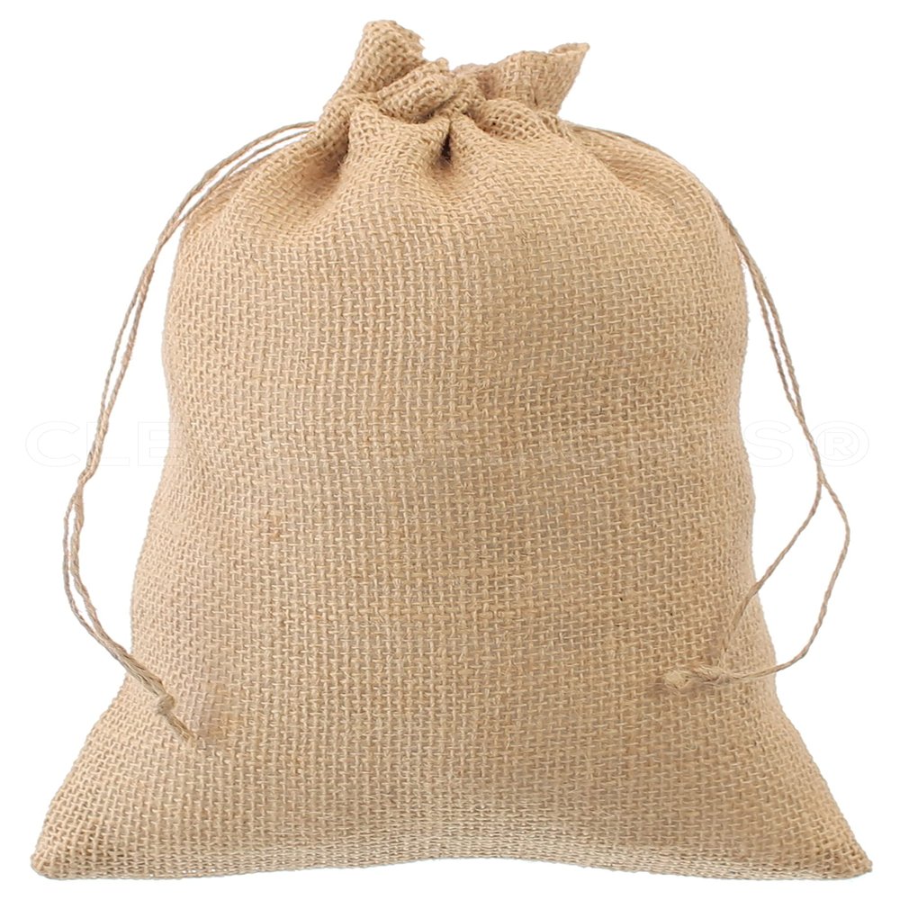 CleverDelights 8" x 12" Burlap Bags - 10 Pack - 8x12 Inch Jute Burlap Drawstring Sacks