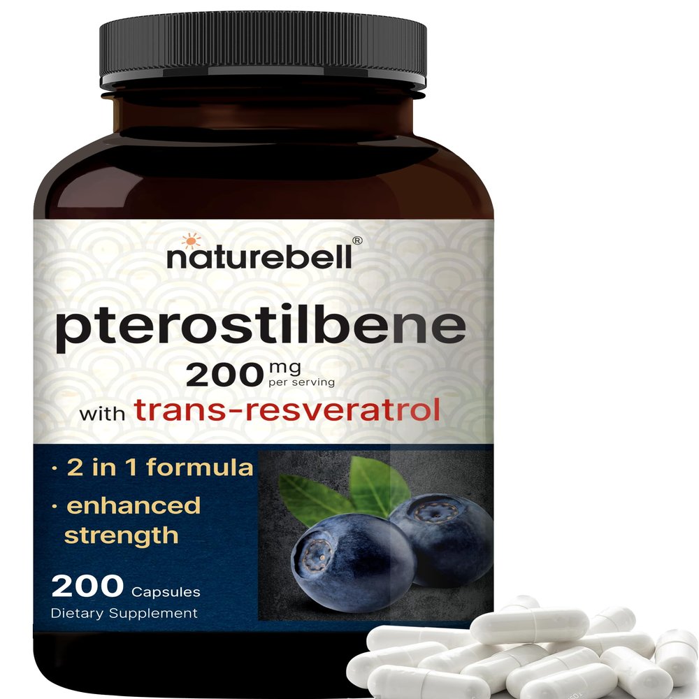 Pterostilbene with 98% Trans-Resveratrol, 200mg Per Serving, 200 Capsules | Naturally Sourced from Wild Blueberries  Antioxidant Supplement for Healthy Aging Support  Non-GMO